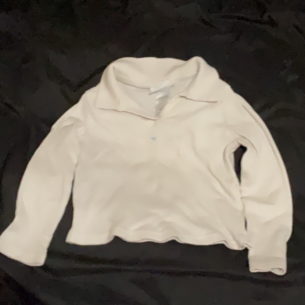 White striped cute V-neck top